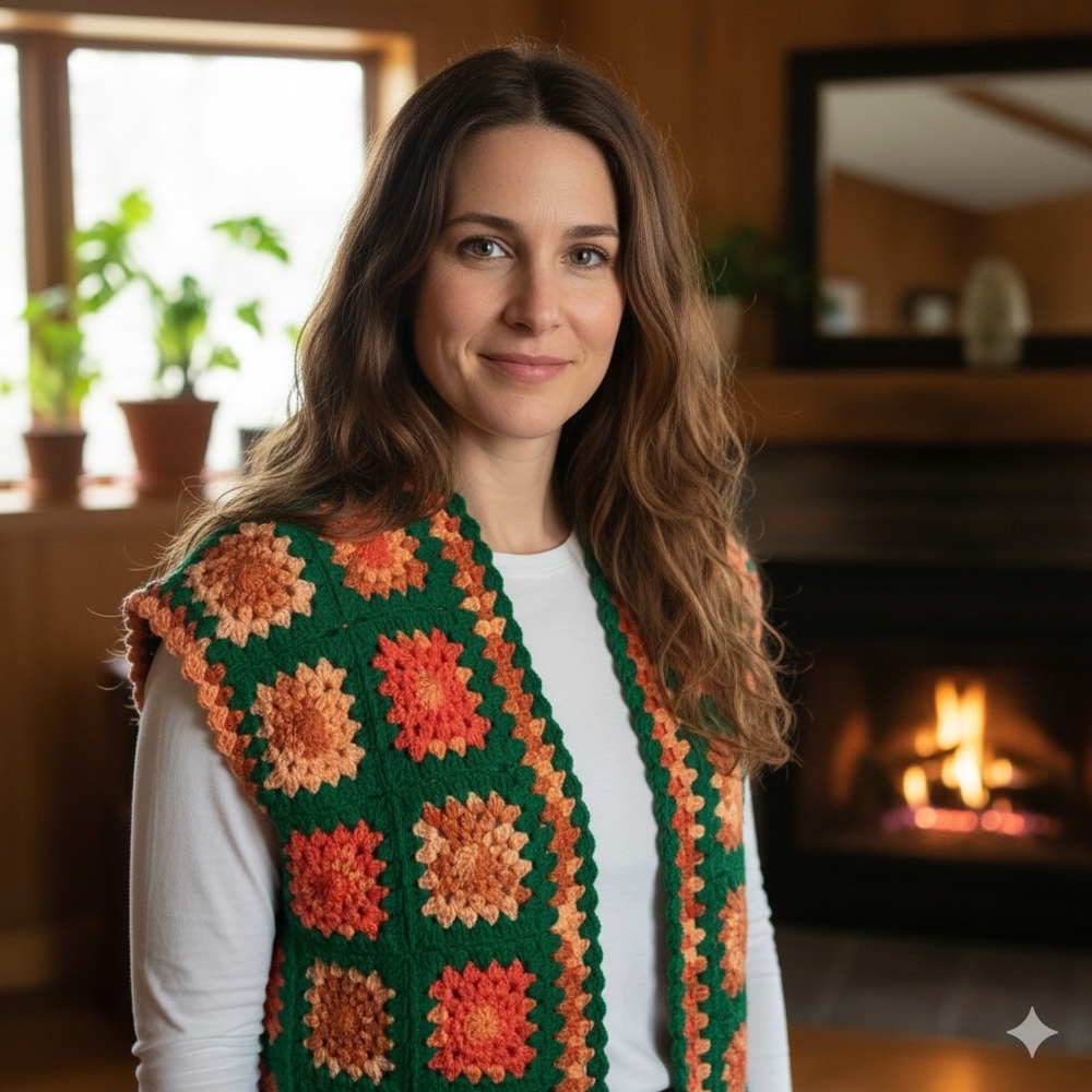 Fall 🍁Granny square vintage style vest